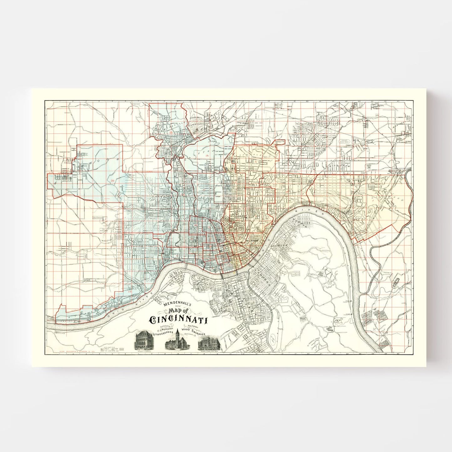 Vintage Map of Cincinnati, Ohio, 1895 - Version 2