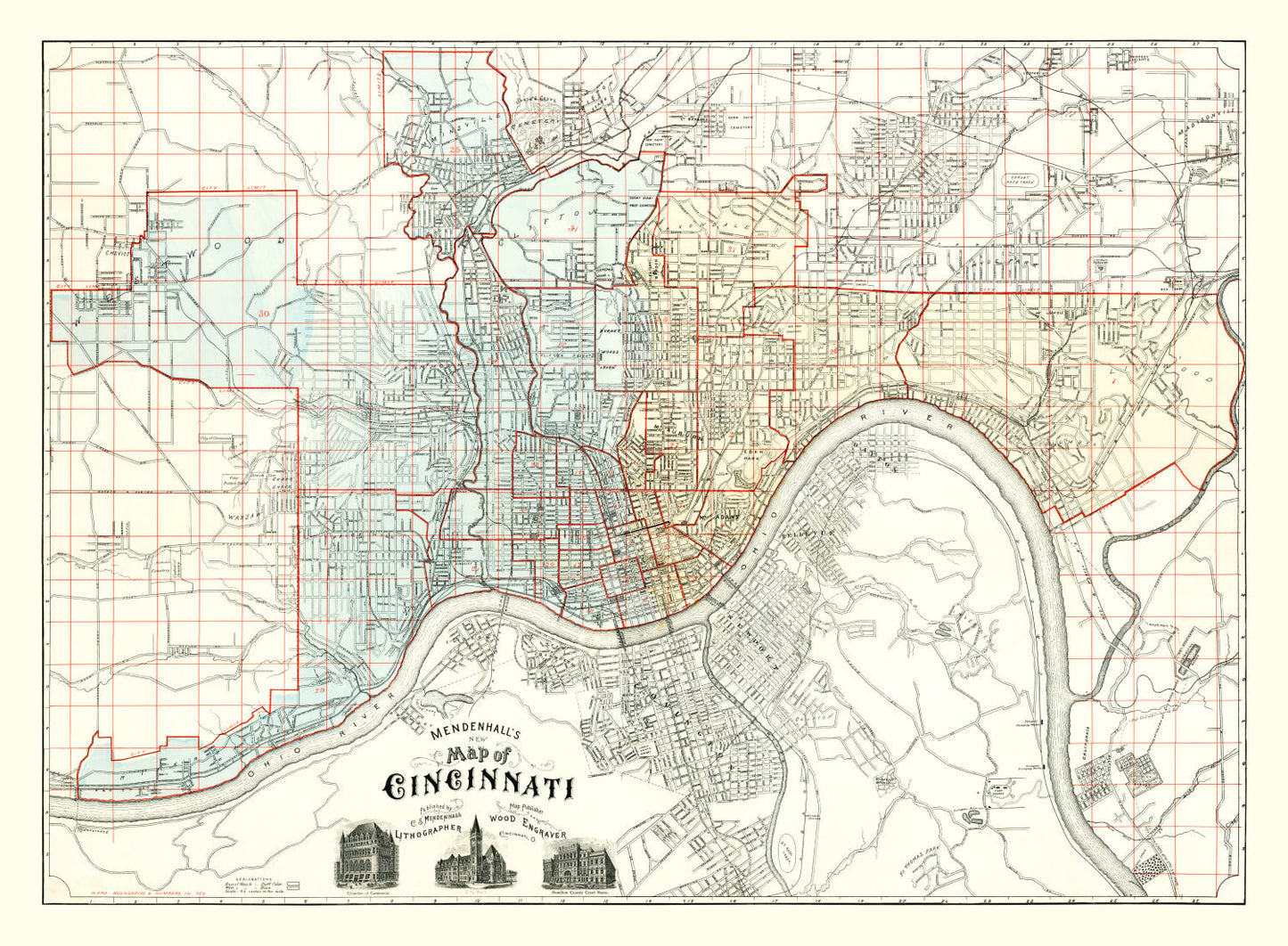 Vintage Map of Cincinnati, Ohio, 1895 - Version 2