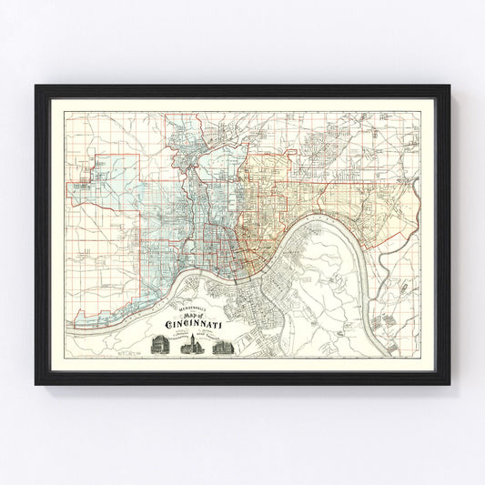 Vintage map of Cincinnati, Ohio, 1895