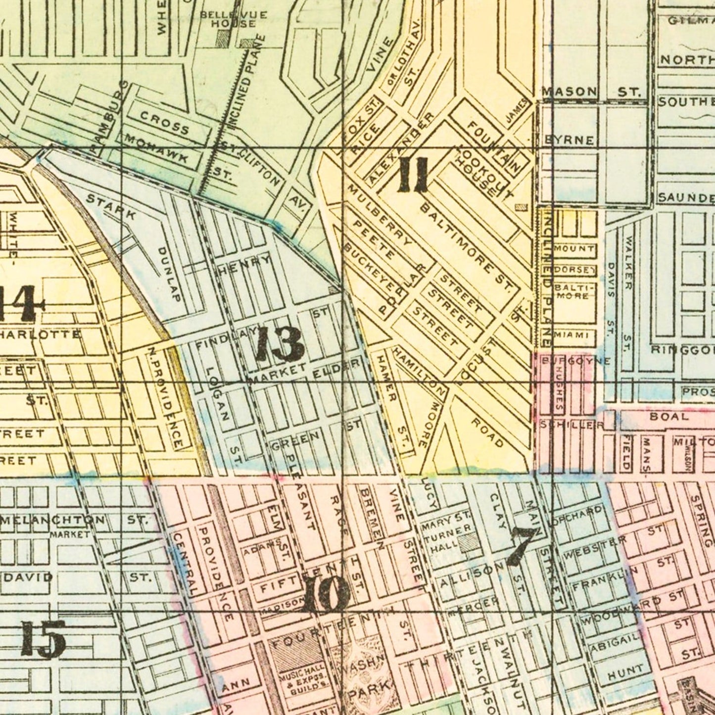 Vintage Map of Cincinnati, Ohio, 1875