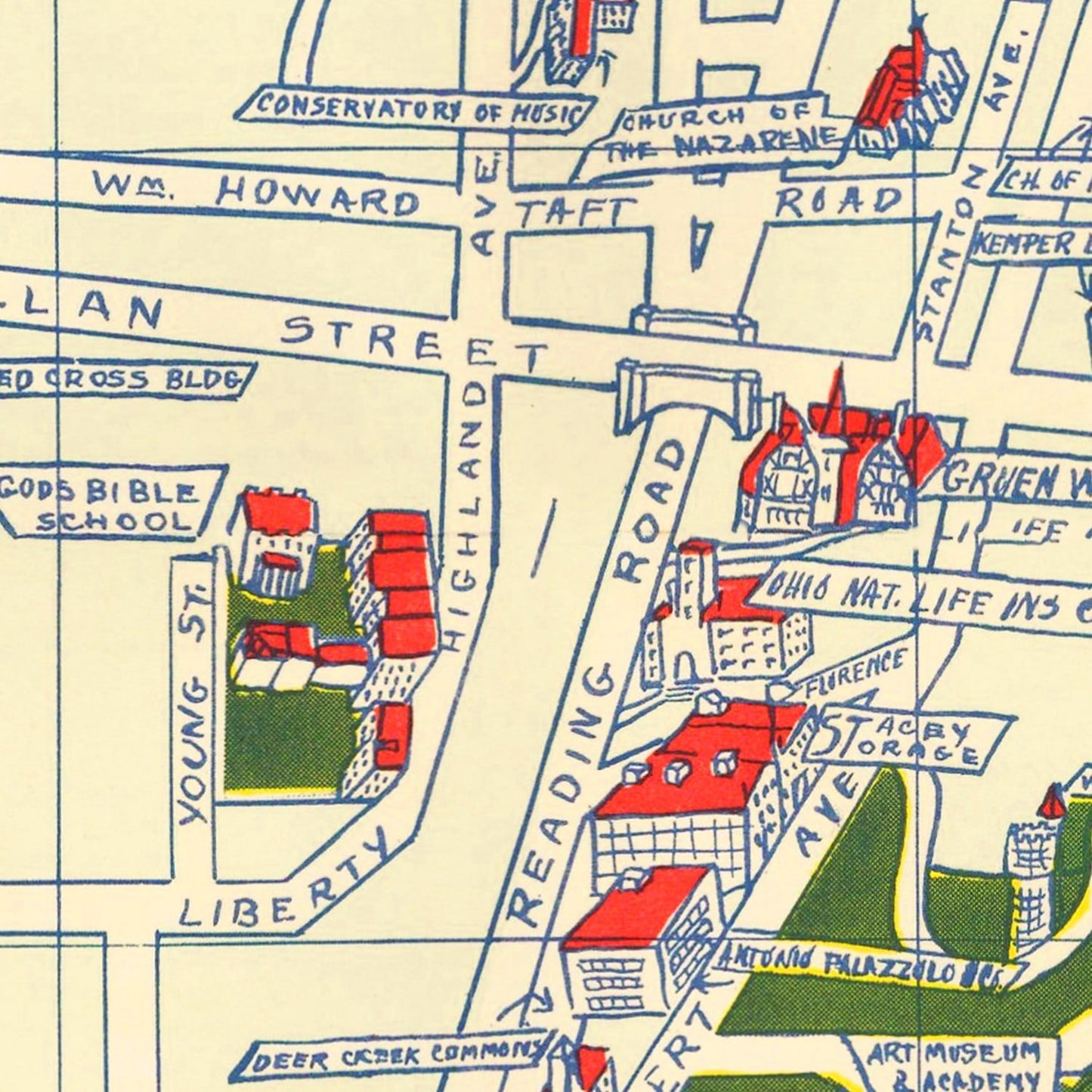 Vintage Map of Cincinnati, Ohio, 1940