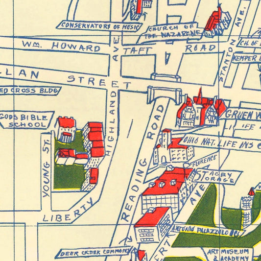 Vintage Map of Cincinnati, Ohio, 1940