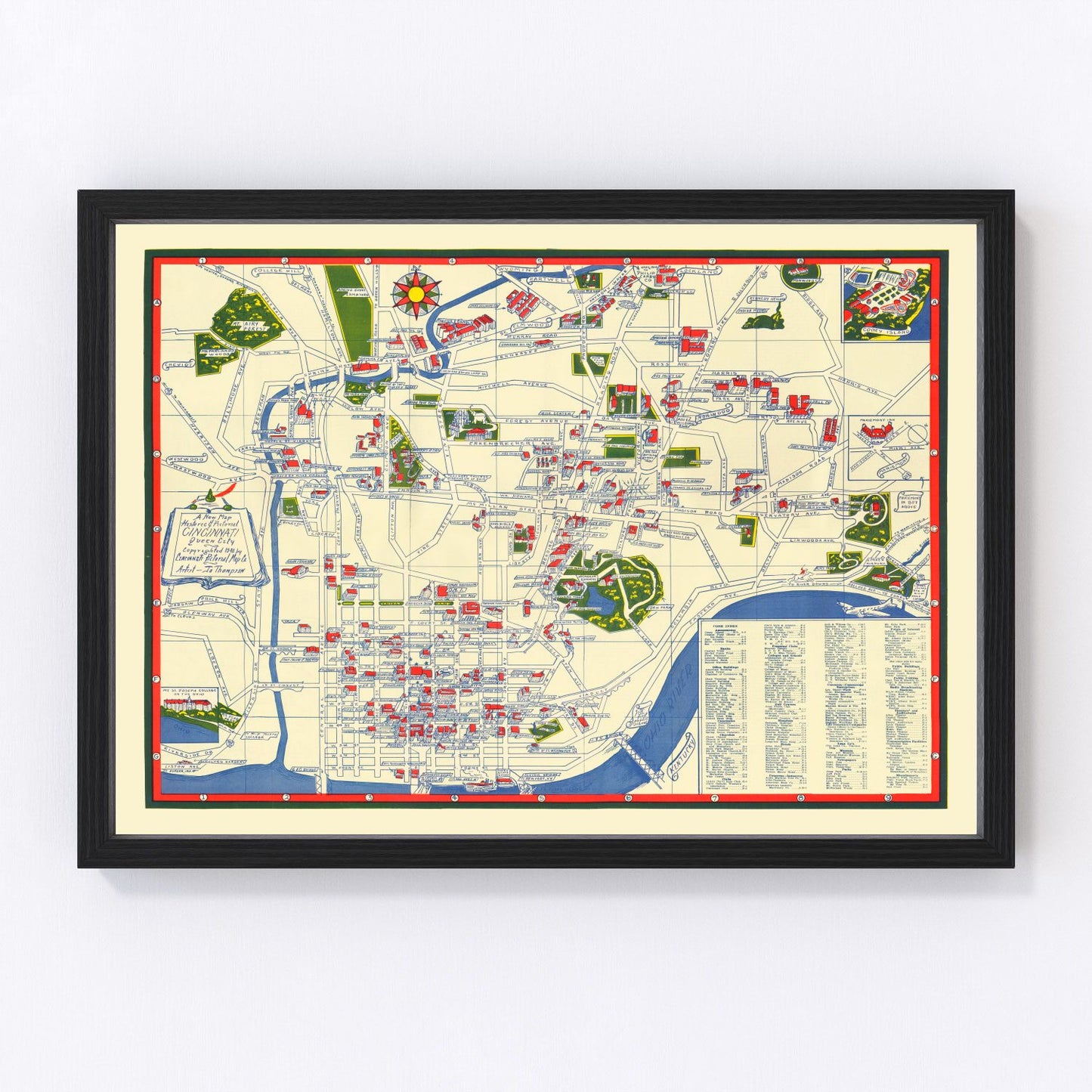 Vintage map of Cincinnati, Ohio, 1940