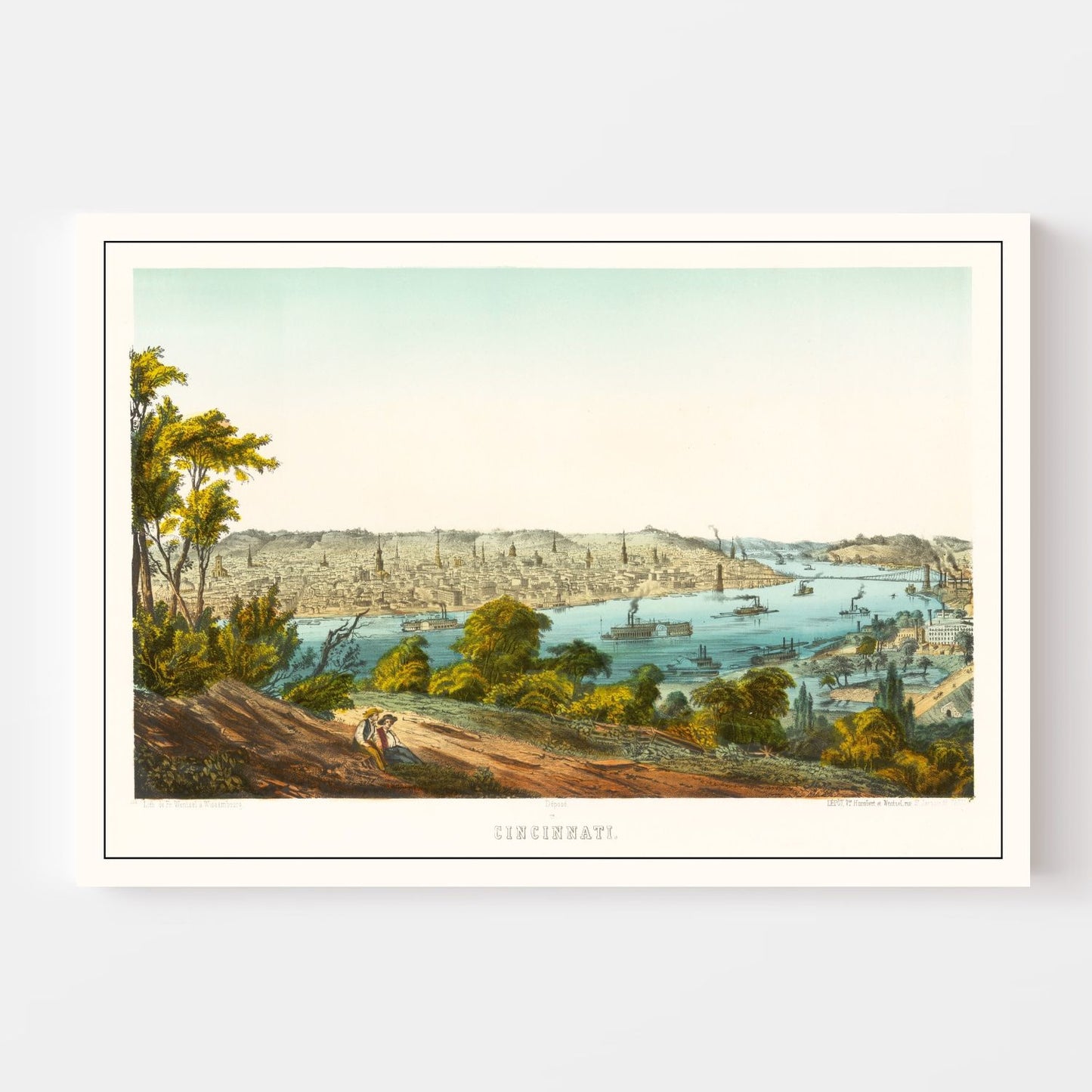 Vintage Map of Cincinnati, Ohio, 1867