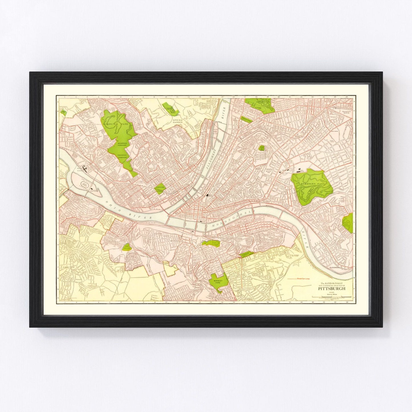Vintage map of Pittsburgh, Pennsylvania, 1912