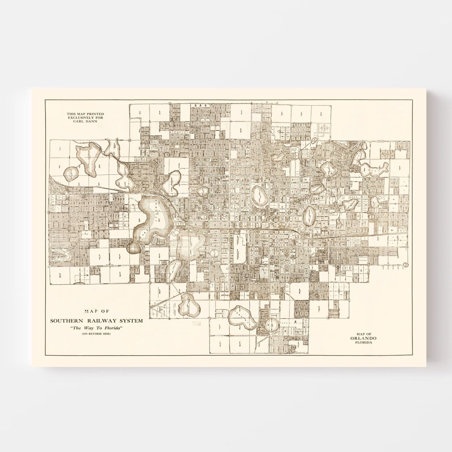 Vintage Map of Orlando, Florida, 1923
