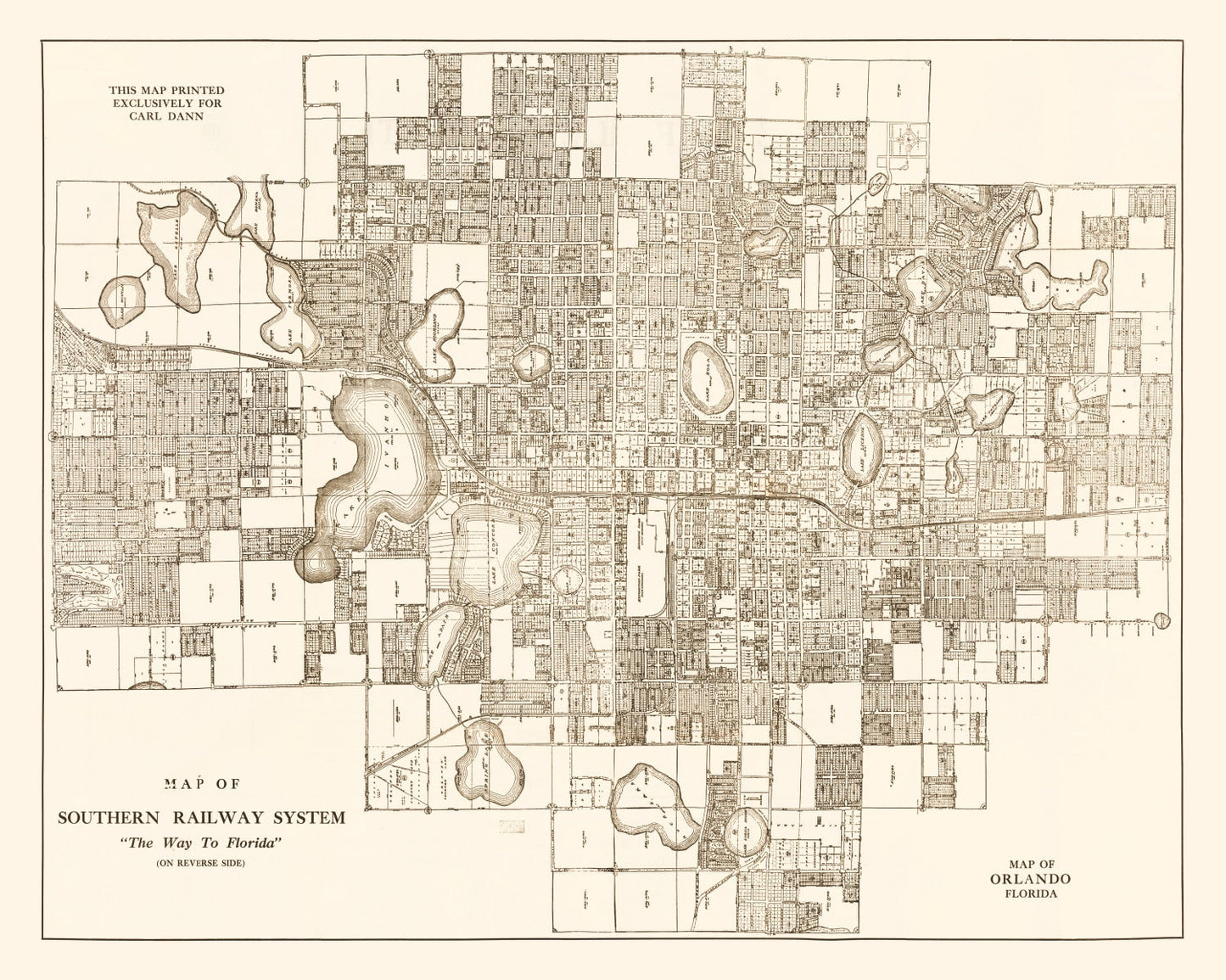 Vintage Map of Orlando, Florida, 1923