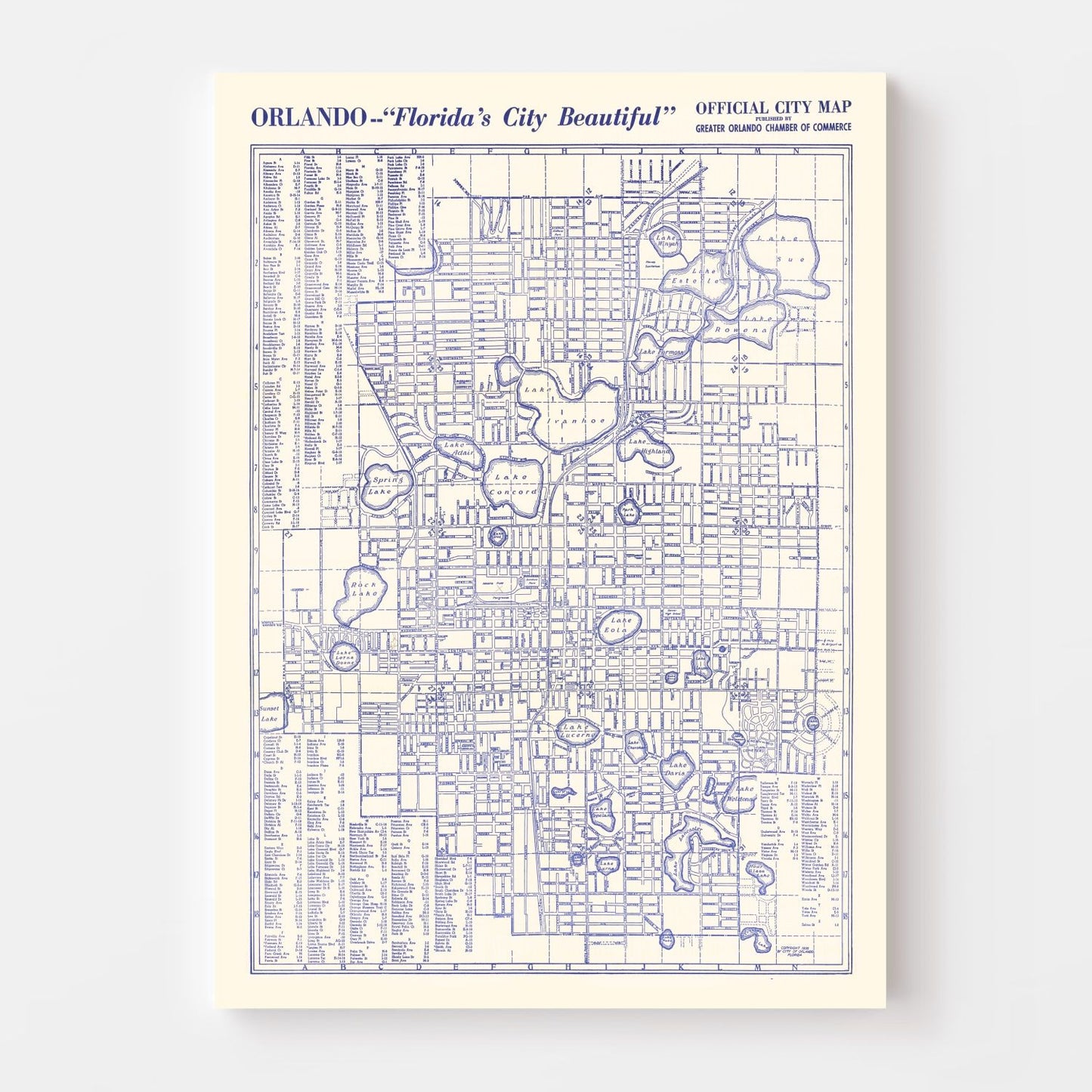 Vintage Map of Orlando, Florida, 1936