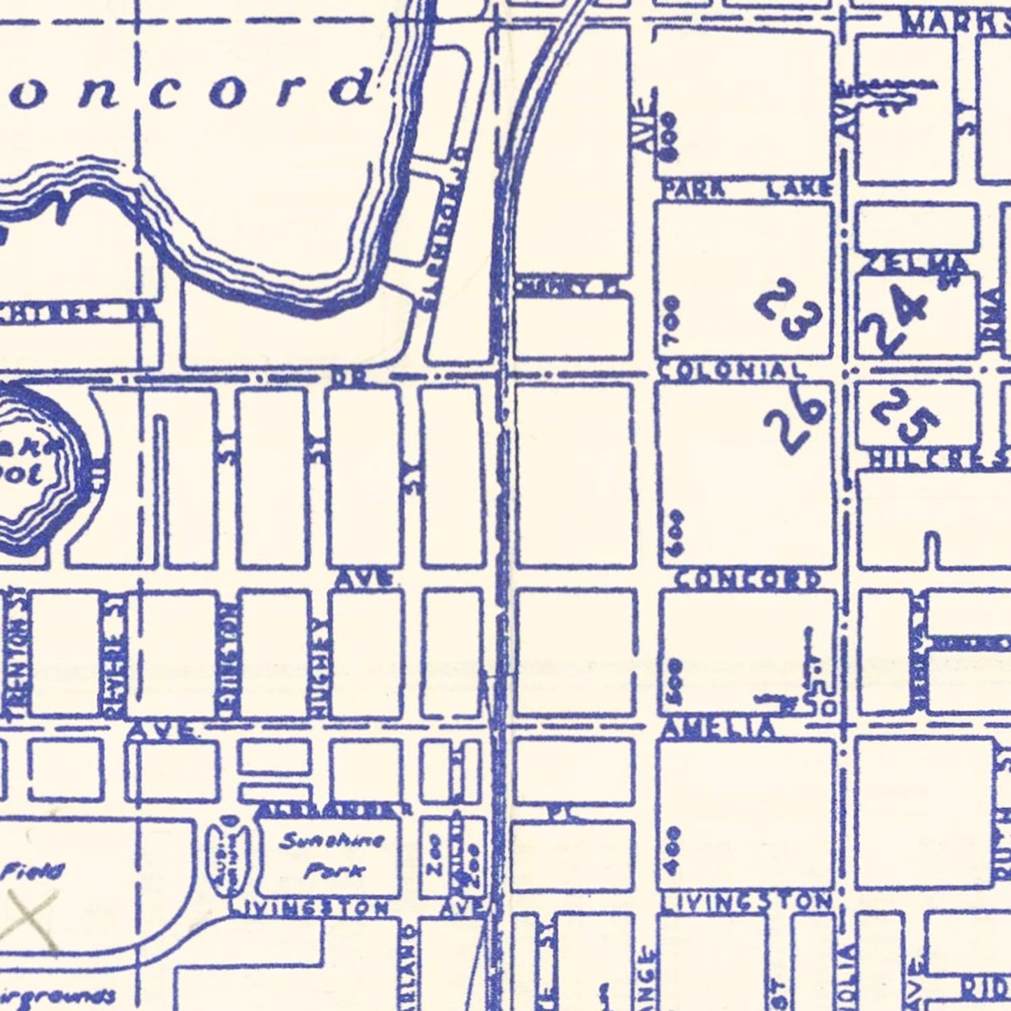 Vintage Map of Orlando, Florida, 1936