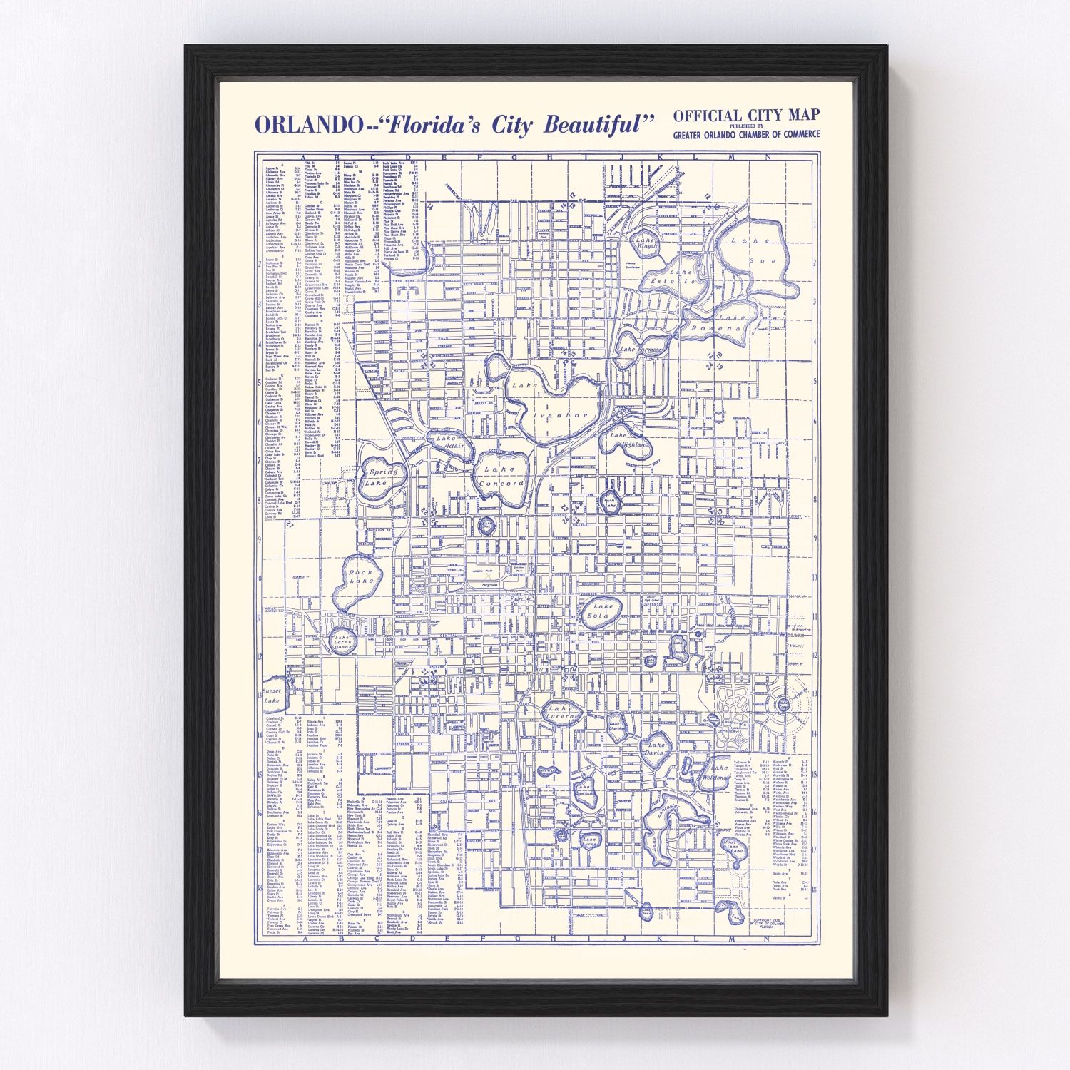 Vintage map of Orlando, Florida, 1936