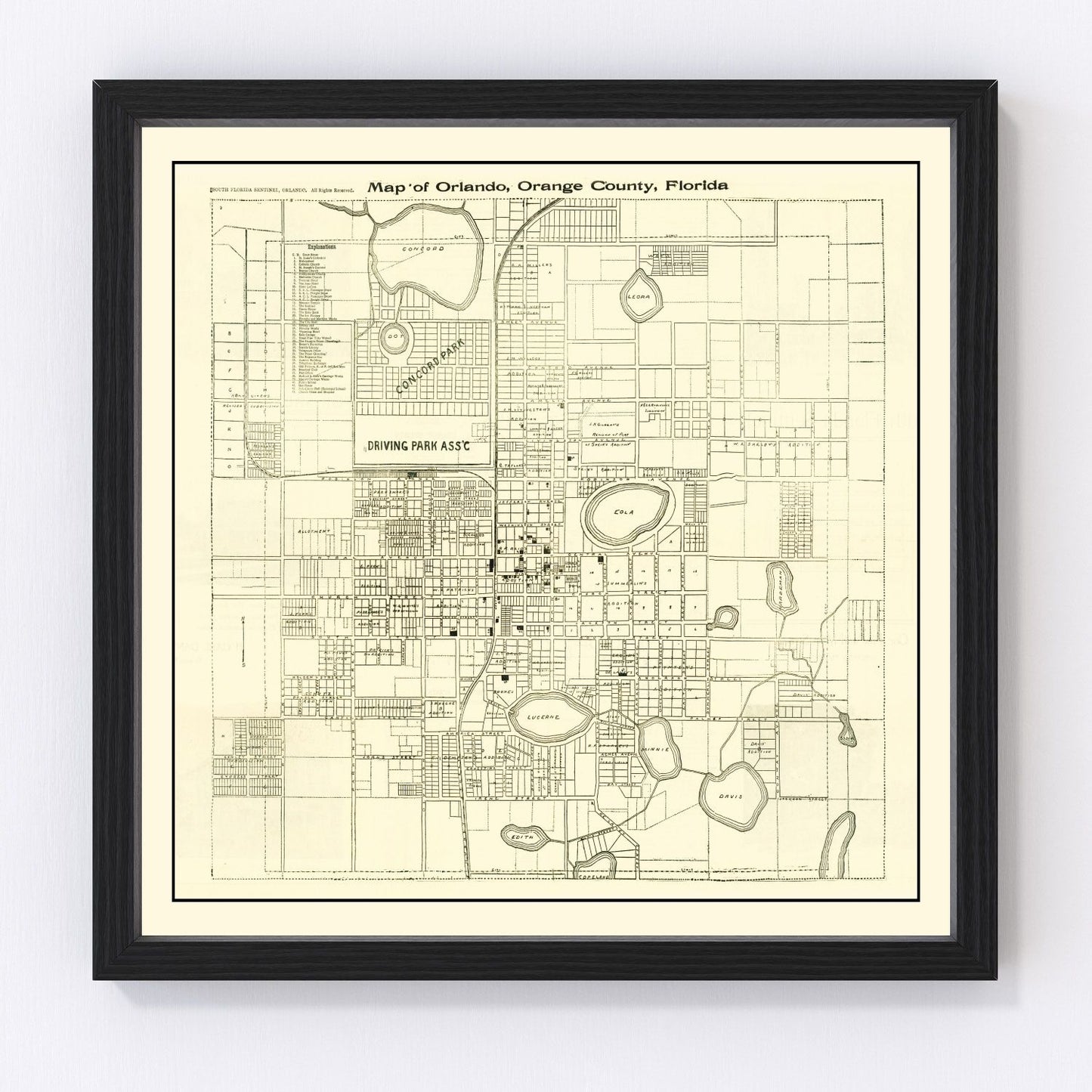 Vintage map of Orlando, Florida, 1910