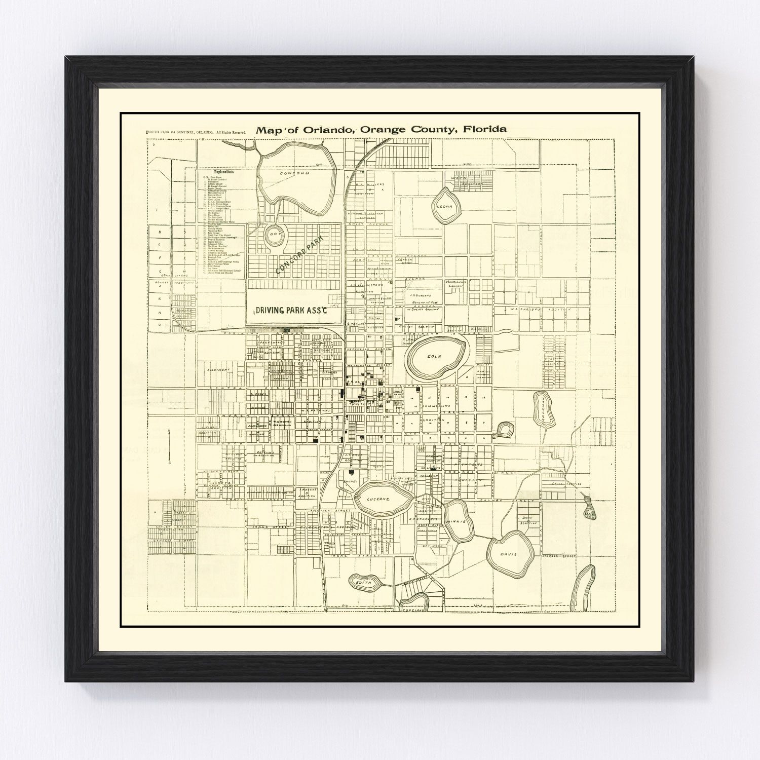 Vintage map of Orlando, Florida, 1910