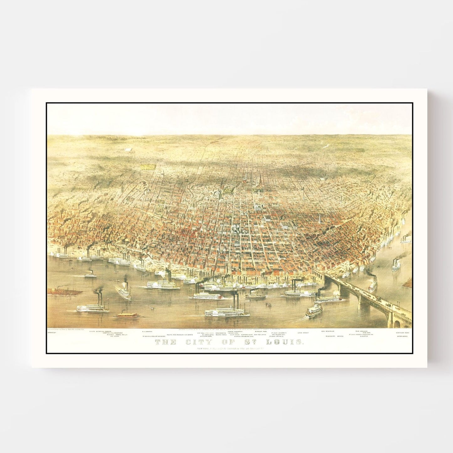 Vintage Map of St. Louis, Missouri, 1874