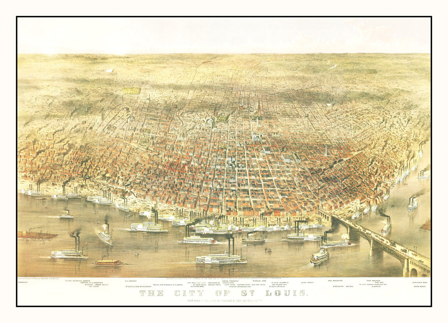 Vintage Map of St. Louis, Missouri, 1874