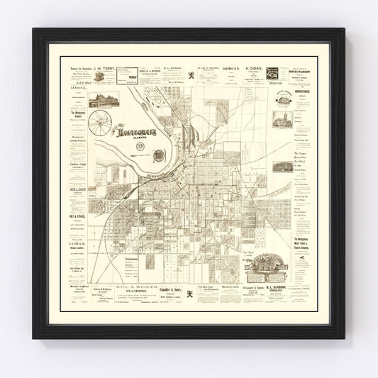 Vintage map of Montgomery, Alabama, 1899