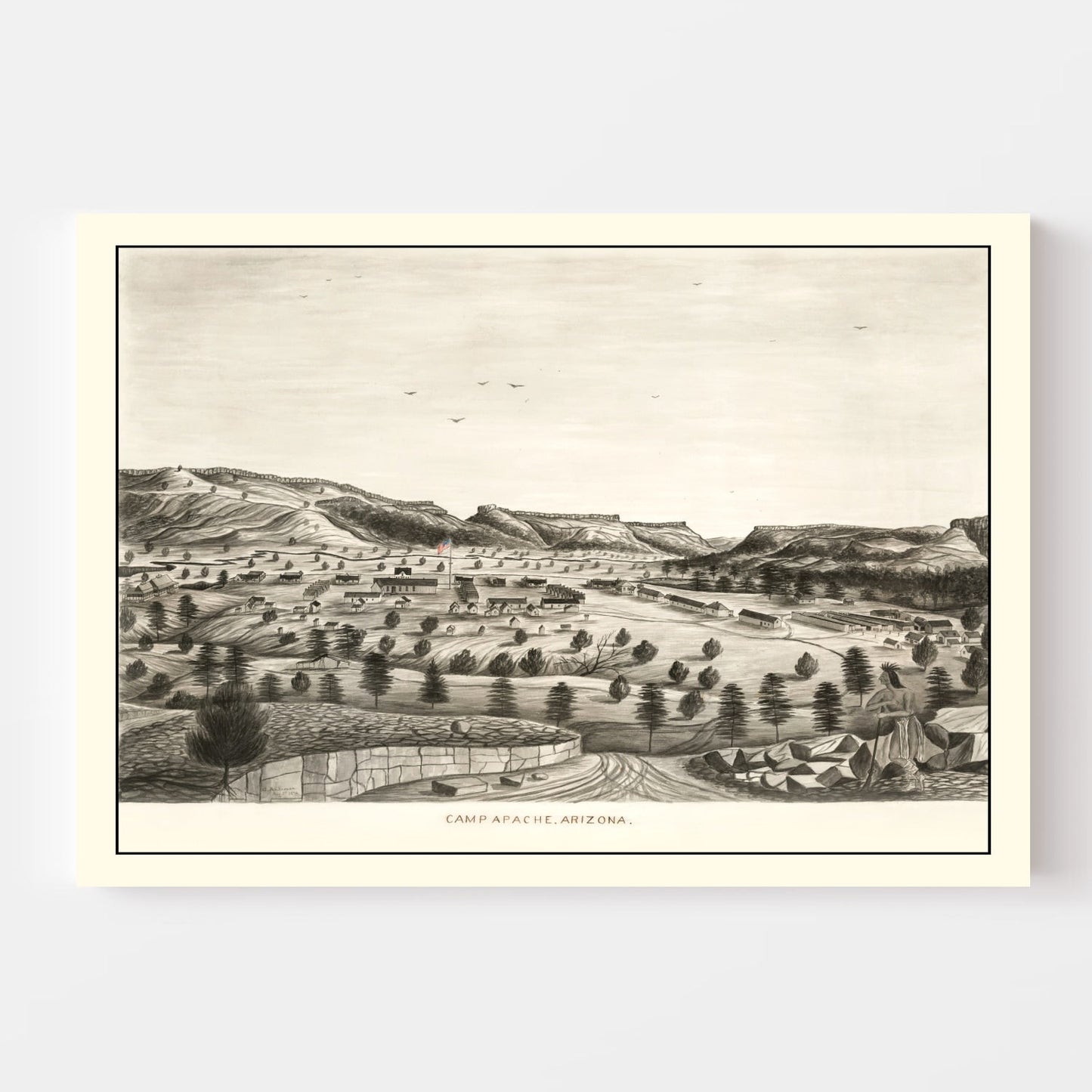Vintage Map of Camp Apache, Arizona, 1876 | Wall Art