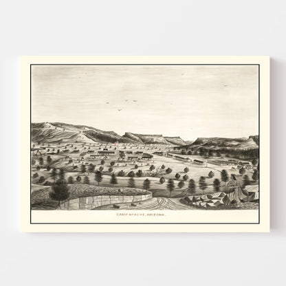 Vintage Map of Camp Apache, Arizona, 1876 | Wall Art