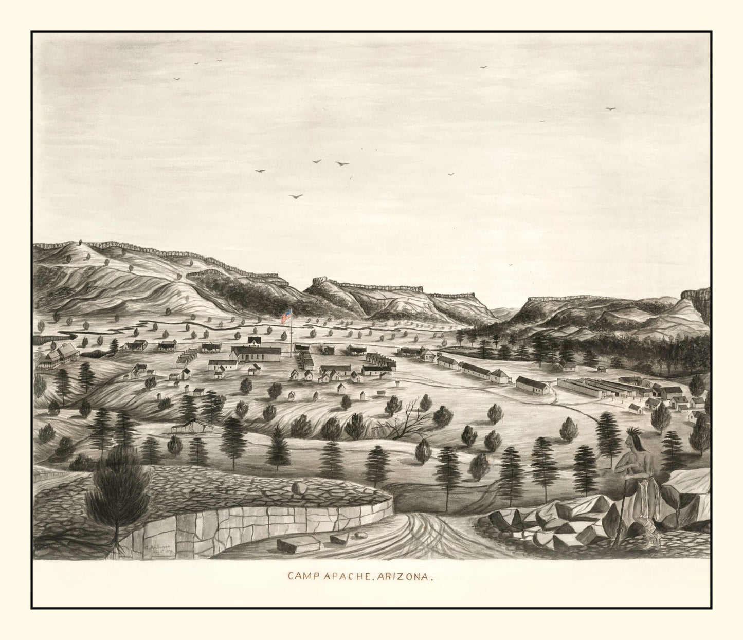 Vintage Map of Camp Apache, Arizona, 1876 | Wall Art