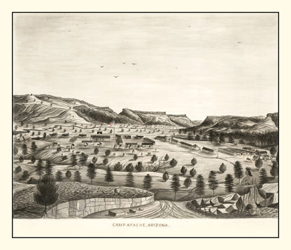 Vintage Map of Camp Apache, Arizona, 1876 | Wall Art