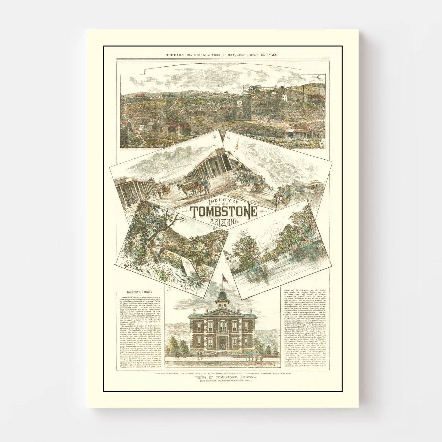 Vintage Map of Tombstone, Arizona, 1883
