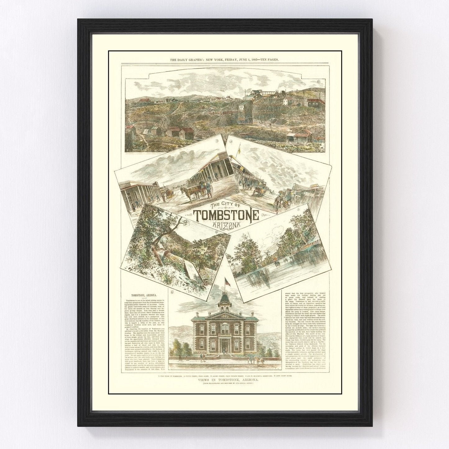 Vintage map of Tombstone, Arizona, 1883