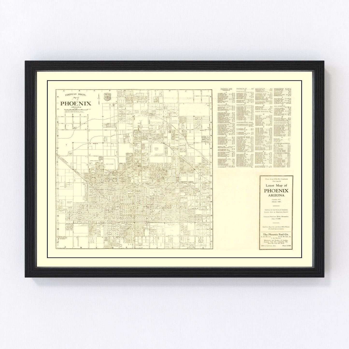 Vintage map of Phoenix, Arizona, 1935