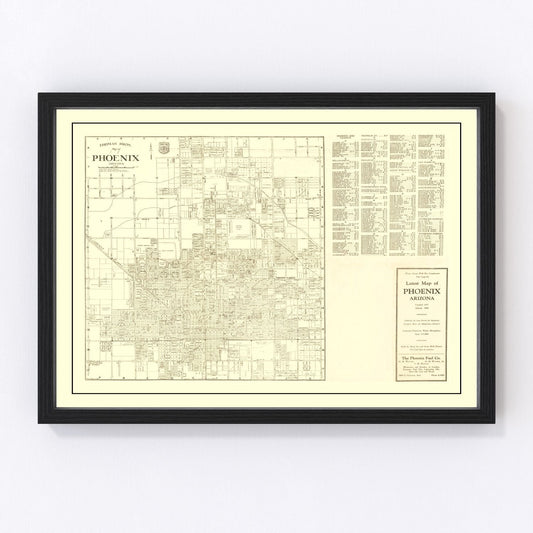 Vintage map of Phoenix, Arizona, 1935