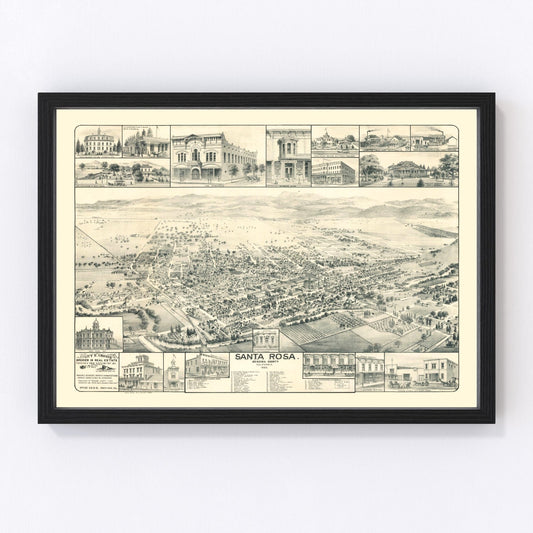 vintage map of Santa Rosa, California, 1885