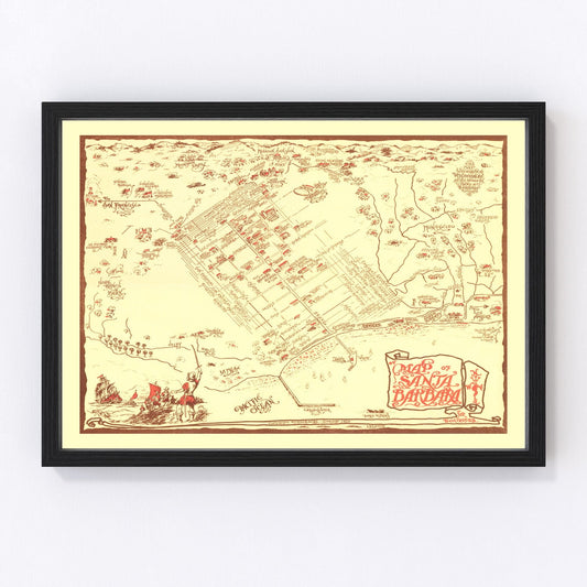 vintage map of Santa Barbara County, California, 1930
