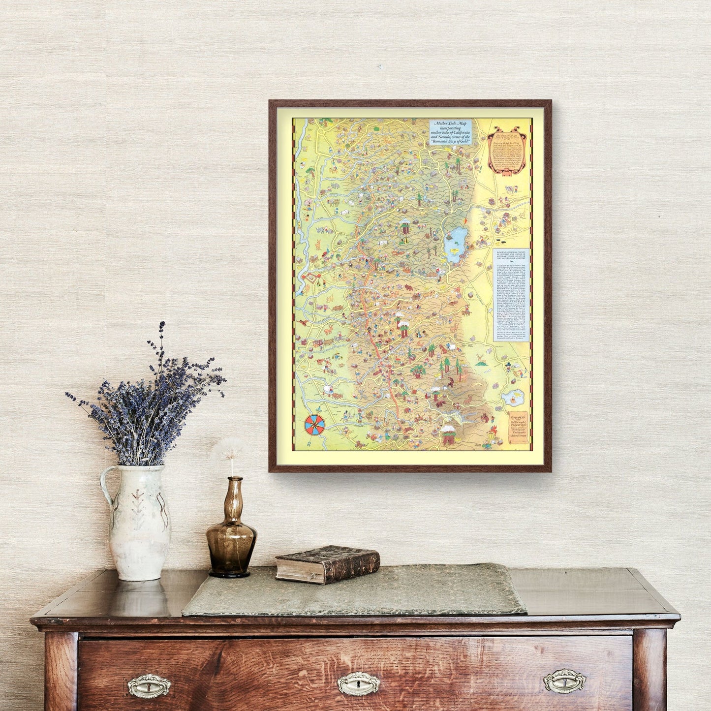 Vintage Map of Lake Tahoe and Gold Country, 1931