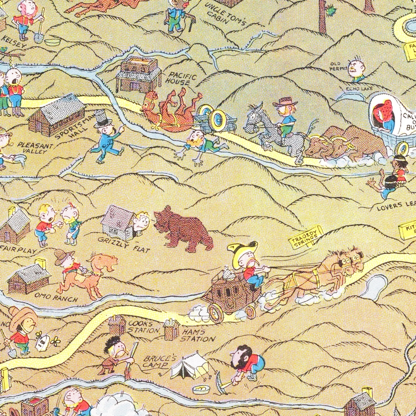 Vintage Map of Lake Tahoe and Gold Country, 1931