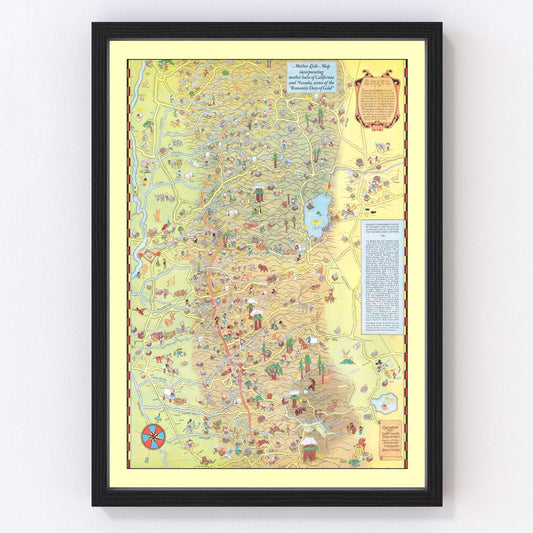 Vintage 1931 Lake Tahoe and Gold Country map California, digitally restored print