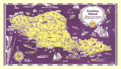 Vintage Catalina Island, California Map, 1931