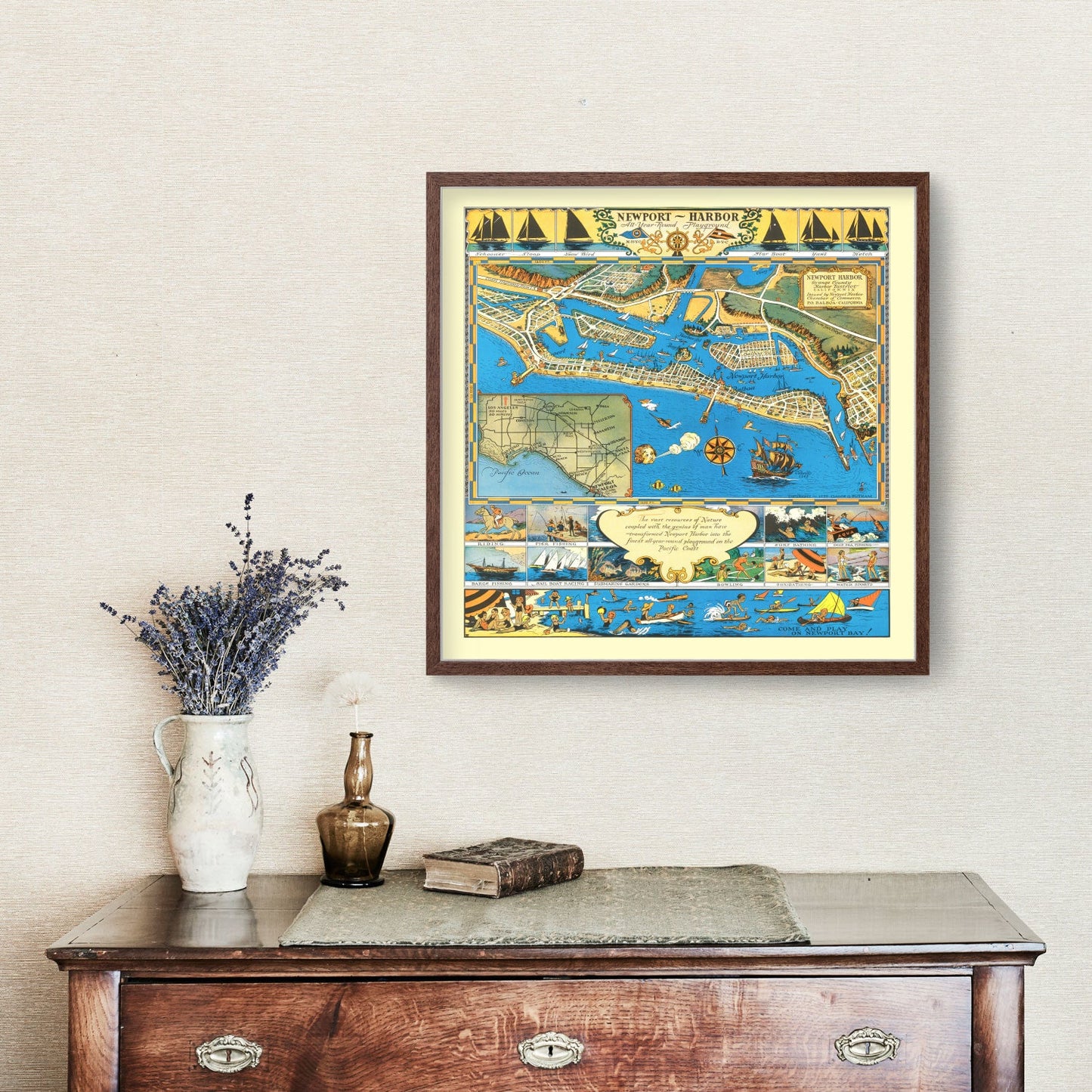 Vintage Map of Newport Harbor, Rhode Island, 1939
