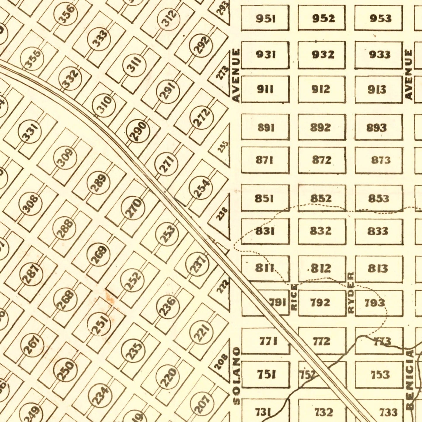 Vintage Map of Vallejo, California, 1868