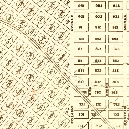 Vintage Map of Vallejo, California, 1868