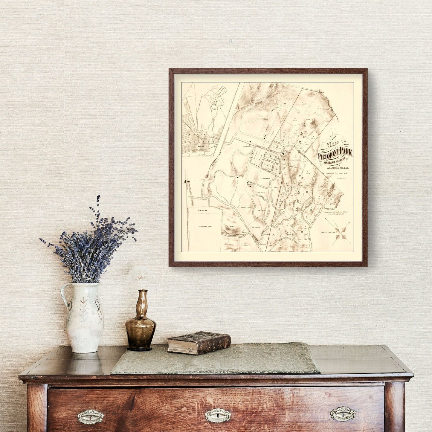 Vintage Map of Piedmont Park, California, 1877
