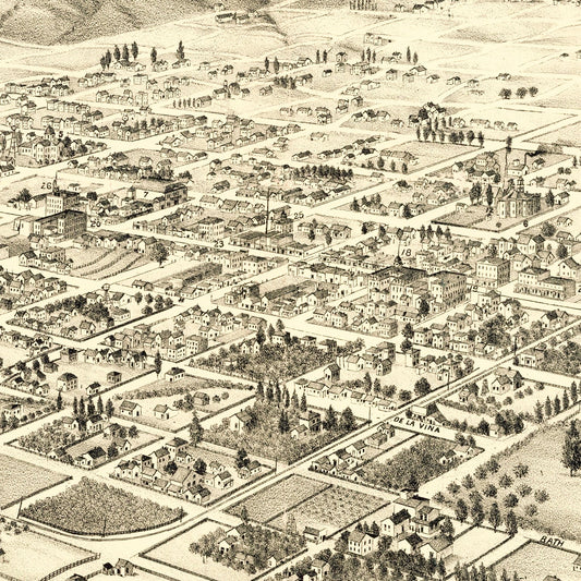 Vintage Map of Santa Barbara, California, 1877