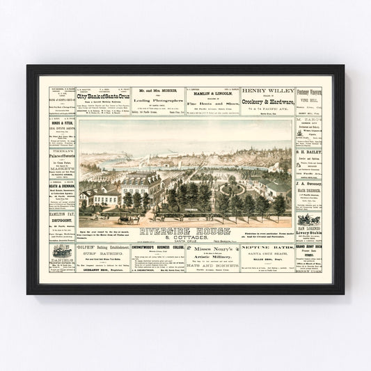 vintage map of Santa Cruz, California, 1878