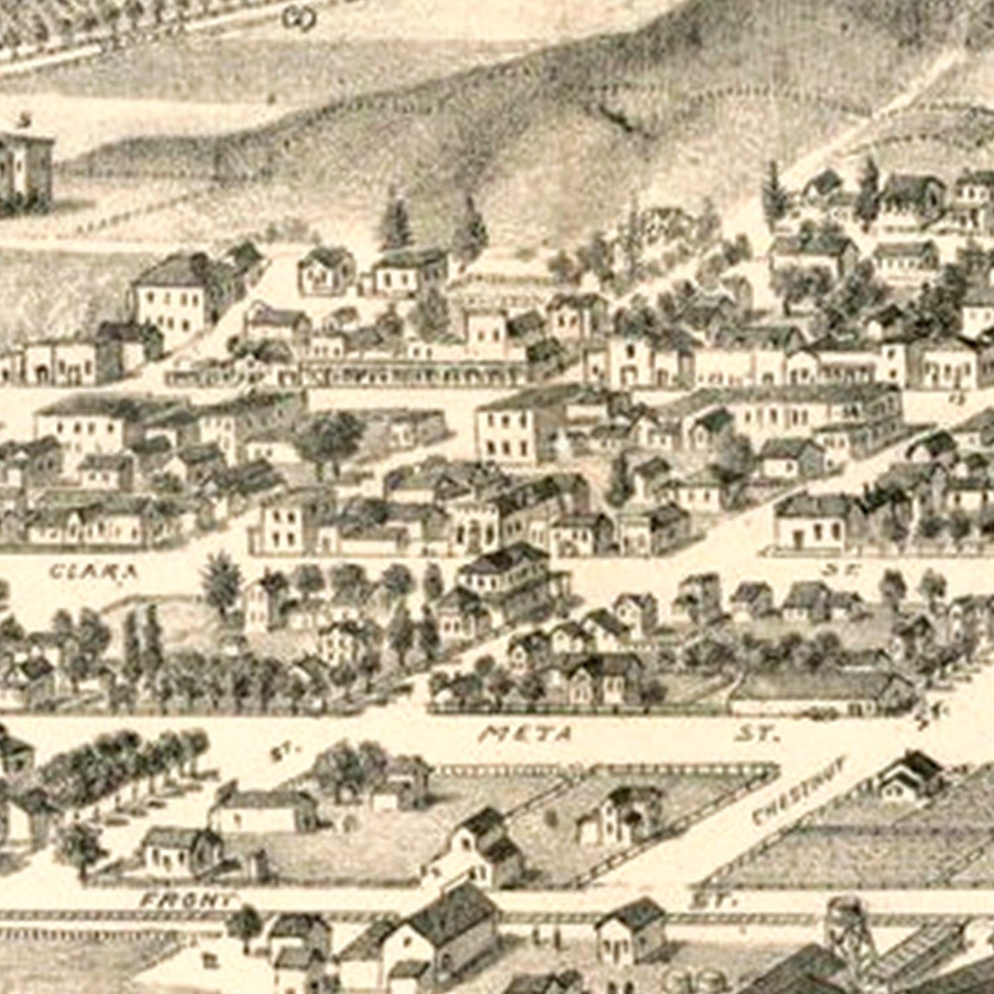Vintage Map of San Buenaventura, California, 1884