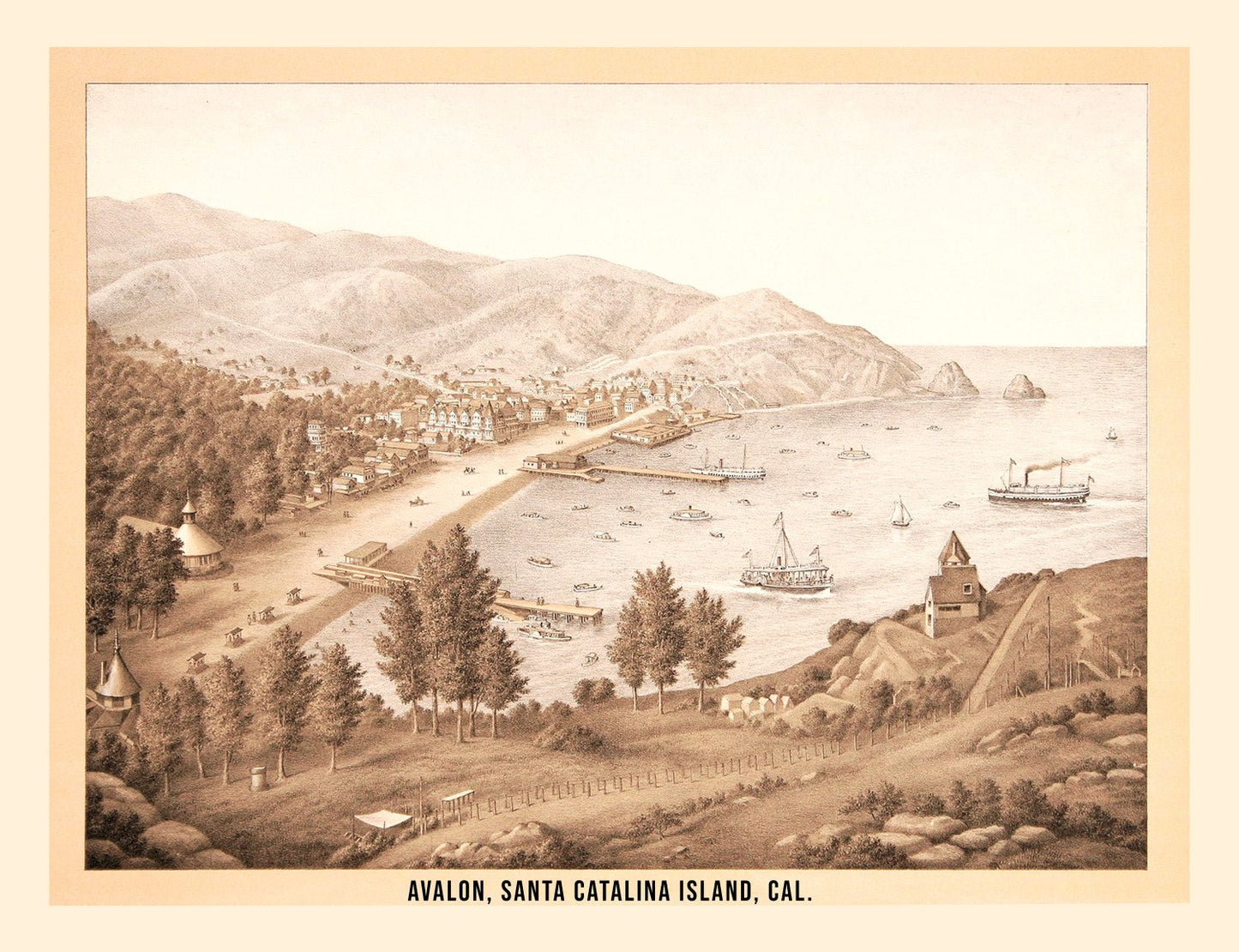 Vintage Map of Avalon, California, 1885
