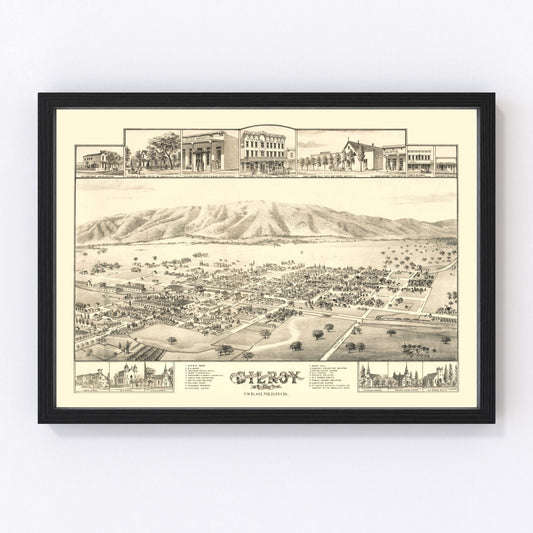Vintage map of Gilroy, California, 1885