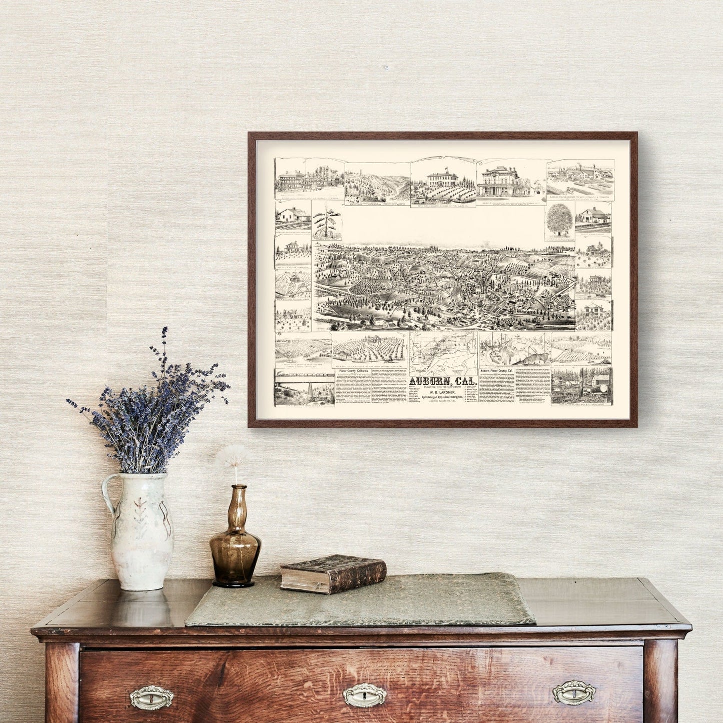 Vintage Map of Auburn, California, 1887 (Bird's Eye Edition)