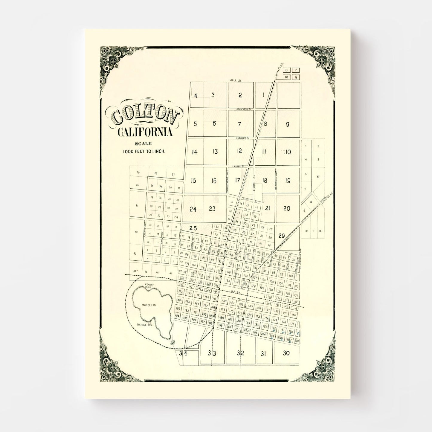 Vintage Map of Colton, California 1887
