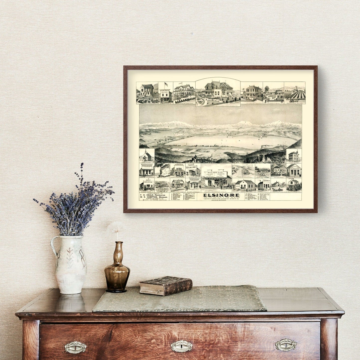 Vintage Map of Elsinore, California 1887 (II)