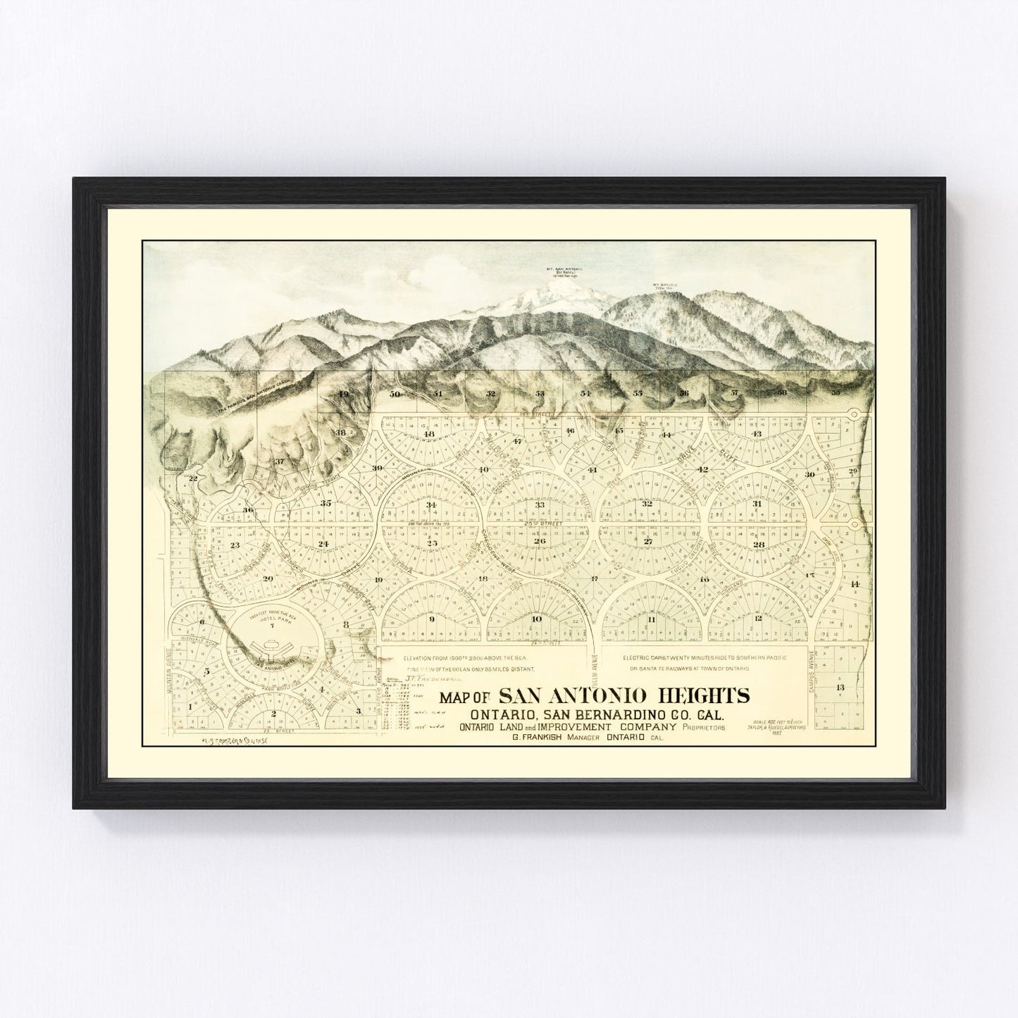 vintage map of San Antonio Heights, California, 1887