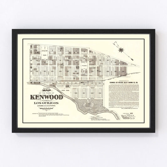vintage map of Kenwood, California, 1887