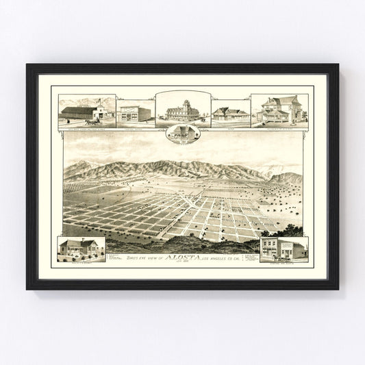 Vintage map of Alosta, California, 1888, Los Angeles County