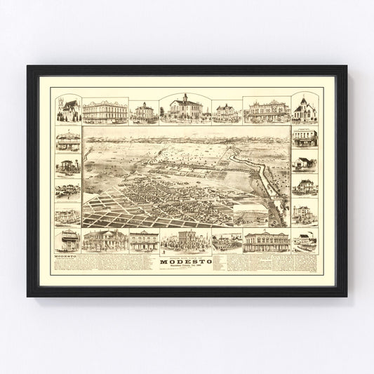 Vintage map of Modesto, California, 1888