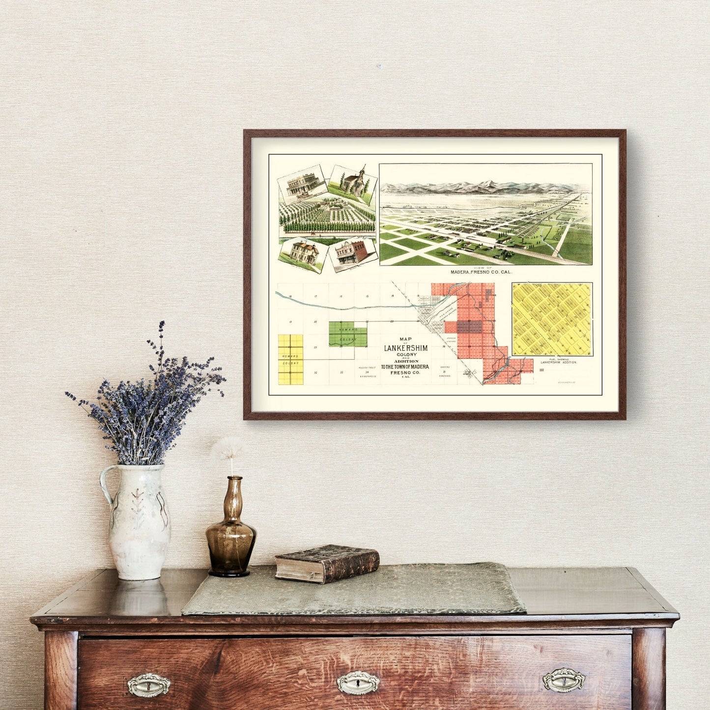 Vintage Map of Madera, California, 1889